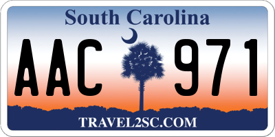 SC license plate AAC971