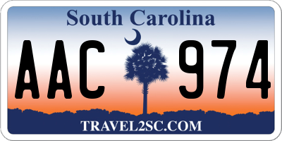 SC license plate AAC974