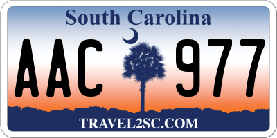 SC license plate AAC977