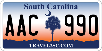 SC license plate AAC990