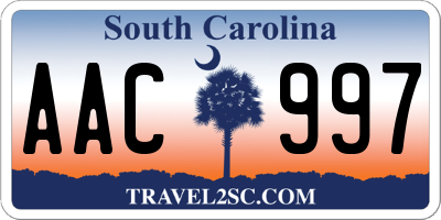 SC license plate AAC997