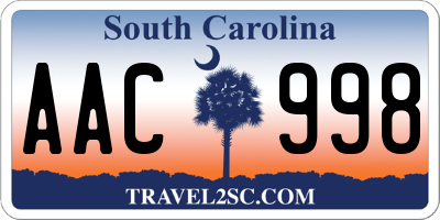 SC license plate AAC998