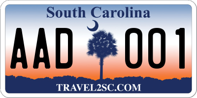 SC license plate AAD001