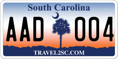 SC license plate AAD004