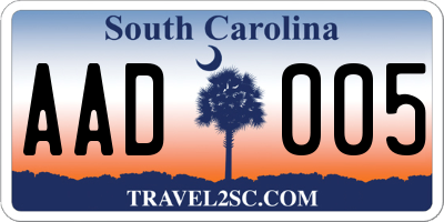 SC license plate AAD005