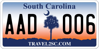 SC license plate AAD006