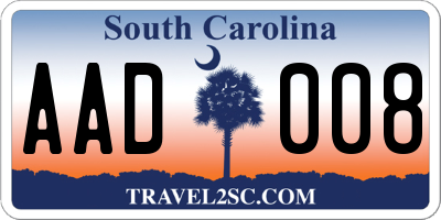 SC license plate AAD008