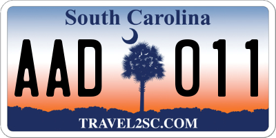 SC license plate AAD011