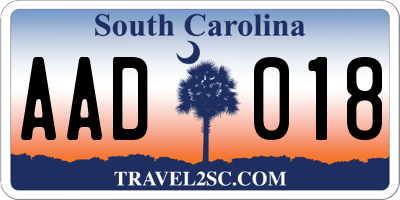 SC license plate AAD018