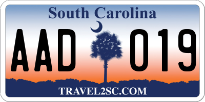 SC license plate AAD019