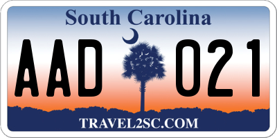 SC license plate AAD021