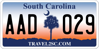 SC license plate AAD029