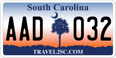 SC license plate AAD032