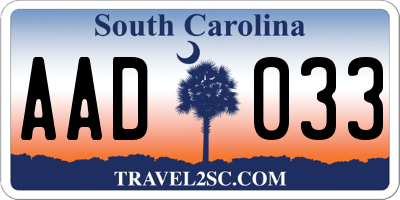 SC license plate AAD033