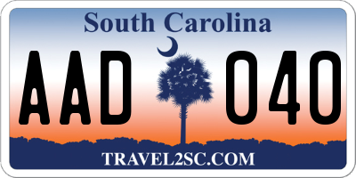 SC license plate AAD040
