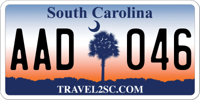 SC license plate AAD046