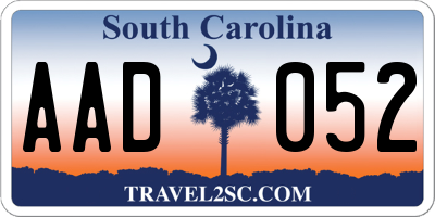 SC license plate AAD052