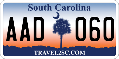 SC license plate AAD060