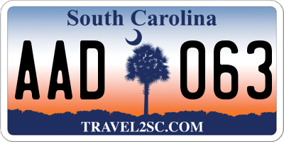 SC license plate AAD063