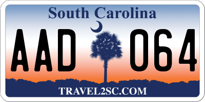 SC license plate AAD064