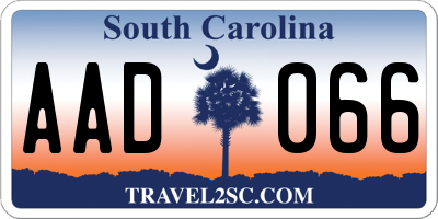 SC license plate AAD066