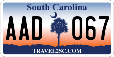 SC license plate AAD067