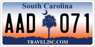 SC license plate AAD071