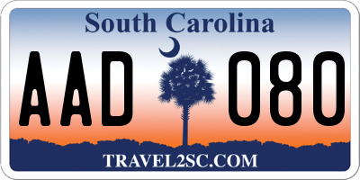 SC license plate AAD080