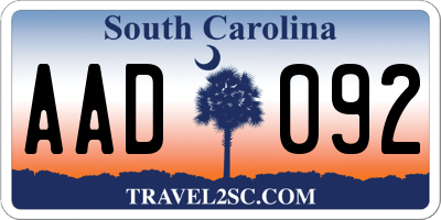 SC license plate AAD092