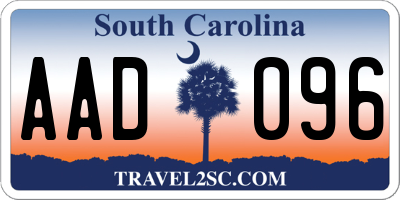 SC license plate AAD096