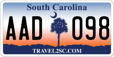 SC license plate AAD098