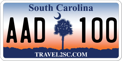 SC license plate AAD100