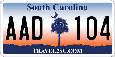 SC license plate AAD104