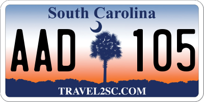 SC license plate AAD105