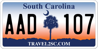 SC license plate AAD107