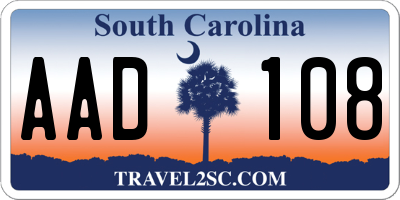 SC license plate AAD108