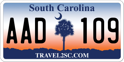 SC license plate AAD109