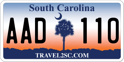 SC license plate AAD110