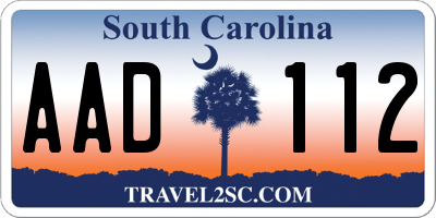 SC license plate AAD112