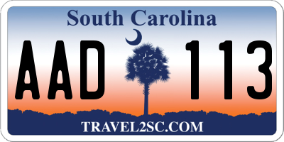 SC license plate AAD113