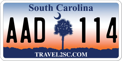 SC license plate AAD114