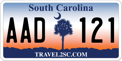 SC license plate AAD121