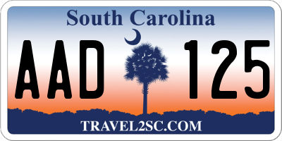 SC license plate AAD125