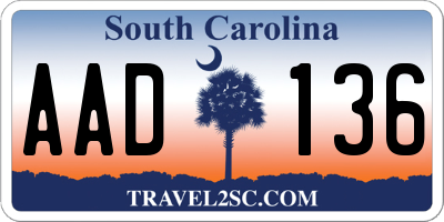 SC license plate AAD136