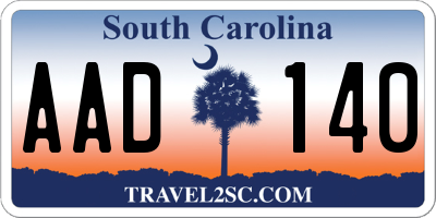 SC license plate AAD140