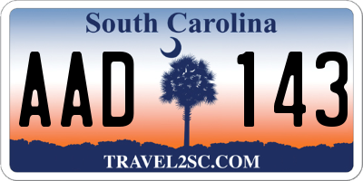 SC license plate AAD143