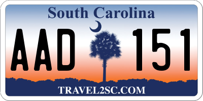 SC license plate AAD151