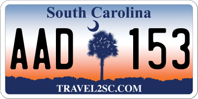 SC license plate AAD153