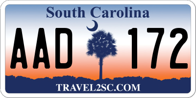 SC license plate AAD172