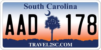 SC license plate AAD178